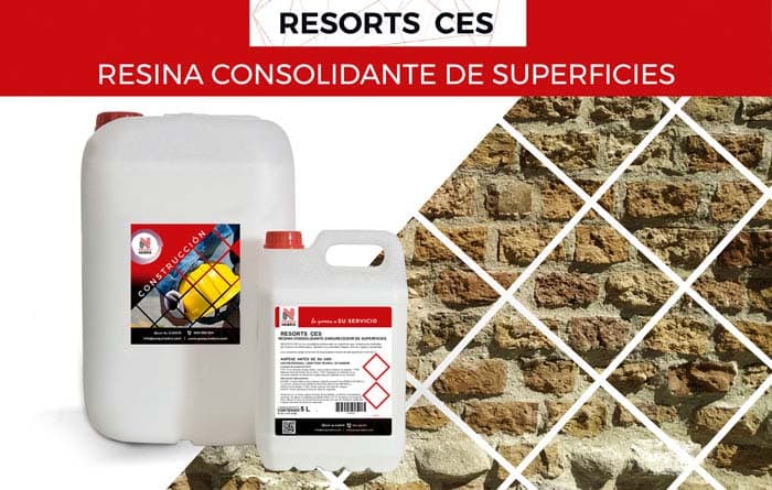 RESORTS CES es una resina consolidante endurecedor de superficies que compacta los materiales de construcción deteriorados, dándole a los materiales tratados, firmeza, rigidez y durabilidad.