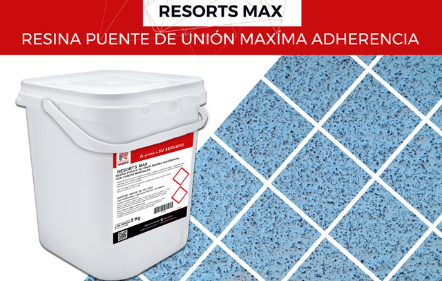 La resina puente de unión máxima adherencia con cargas minerales RESORTS MAX es una imprimación rugosa a base de resinas acuosas y cargas minerales, diseñado como puente de adherencia y unión para morteros base cemento u hormigón en soportes porosos o no porosos.