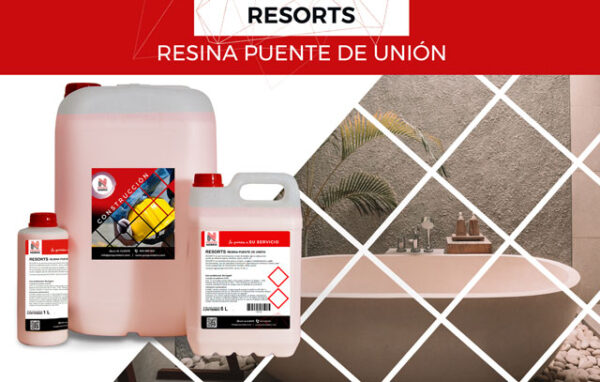 La resina puente de unión RESORTS es una mezcla acuosa a base de resinas, que se utiliza en soportes porosos como puente de adherencia para morteros, perlita, yesos, escayolas y todo tipo de revestimientos en enlucido de poco grueso o capa fina.