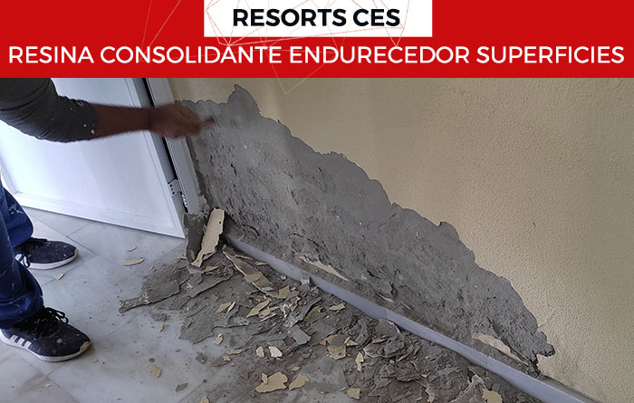 RESORTS CES es una resina consolidante endurecedor de superficies que compacta los materiales de construcción deteriorados, dándole a los materiales tratados, firmeza, rigidez y durabilidad.