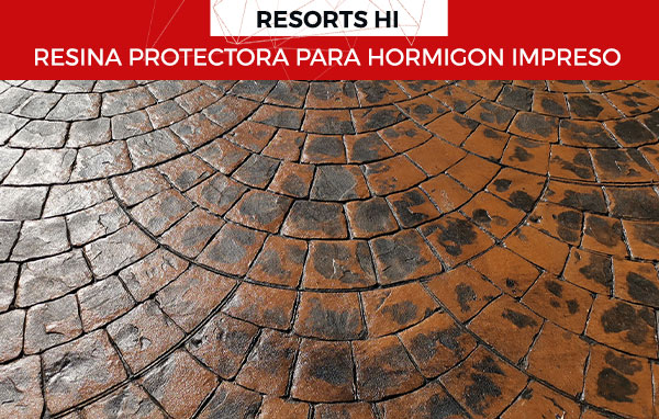 La resina protectora para hormigón impreso y pavimentos RESORTS HI es una resina a base de un copolímero acrílico modificado autoreticulable no termoplástico, con una buena resistencia a la temperatura y excelente resistencia al agua, para suelos de hormigón que penetra en el poro, aportando funciones protectoras y decorativas sobre el pavimento.