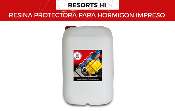 La resina protectora para hormigón impreso y pavimentos RESORTS HI es una resina a base de un copolímero acrílico modificado autoreticulable no termoplástico, con una buena resistencia a la temperatura y excelente resistencia al agua, para suelos de hormigón que penetra en el poro, aportando funciones protectoras y decorativas sobre el pavimento.