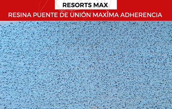 La resina puente de unión máxima adherencia con cargas minerales RESORTS MAX es una imprimación rugosa a base de resinas acuosas y cargas minerales, diseñado como puente de adherencia y unión para morteros base cemento u hormigón en soportes porosos o no porosos.